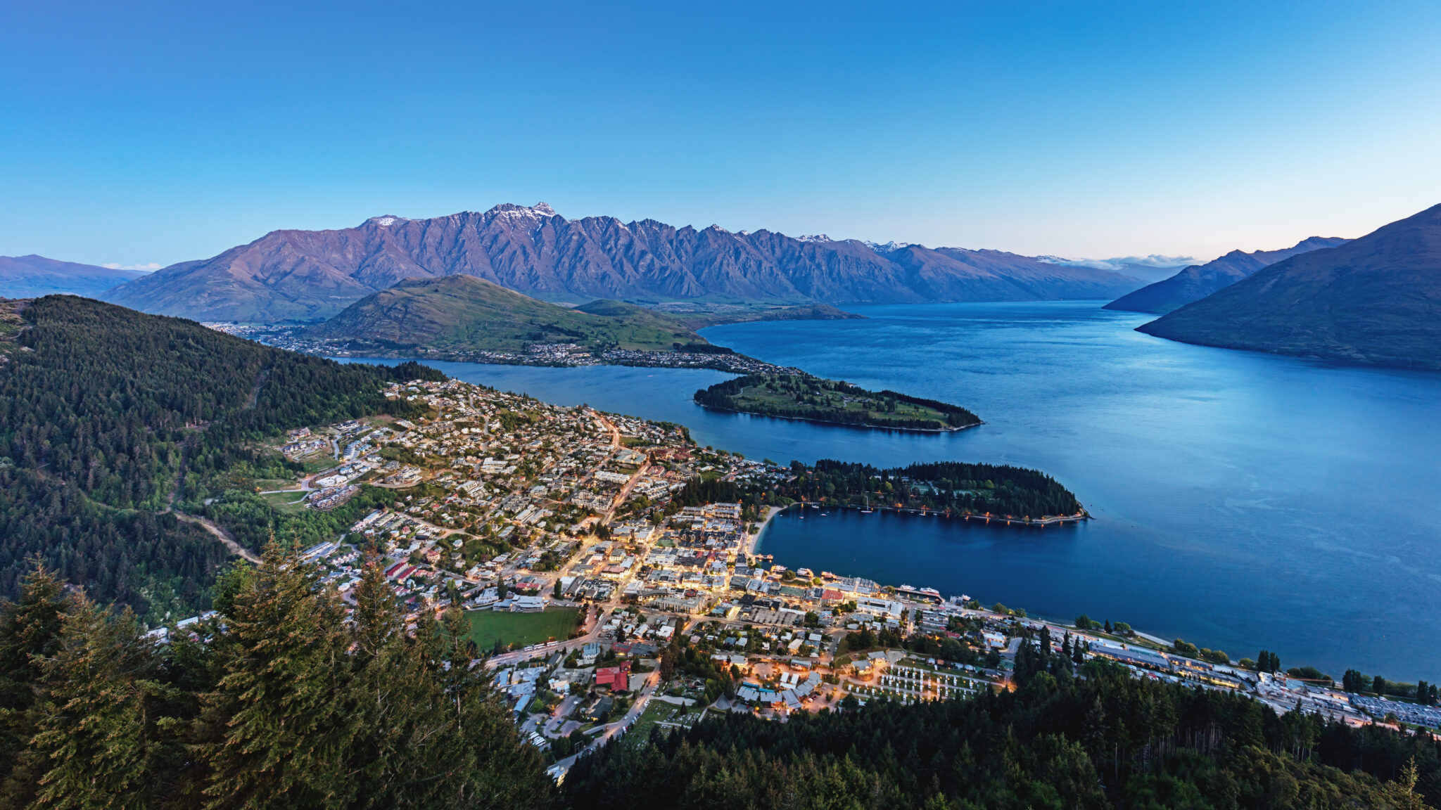 Queenstown at Night Panorama New Zealand