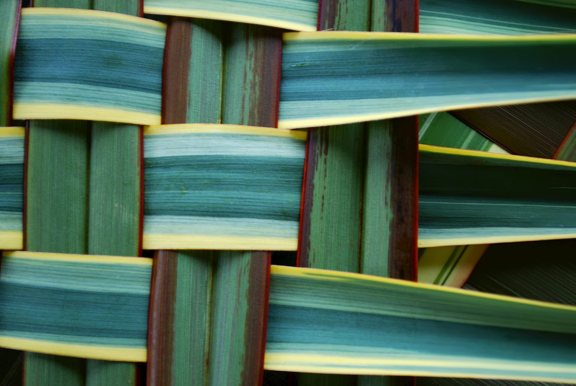 Woven green, brown and yellow grass background