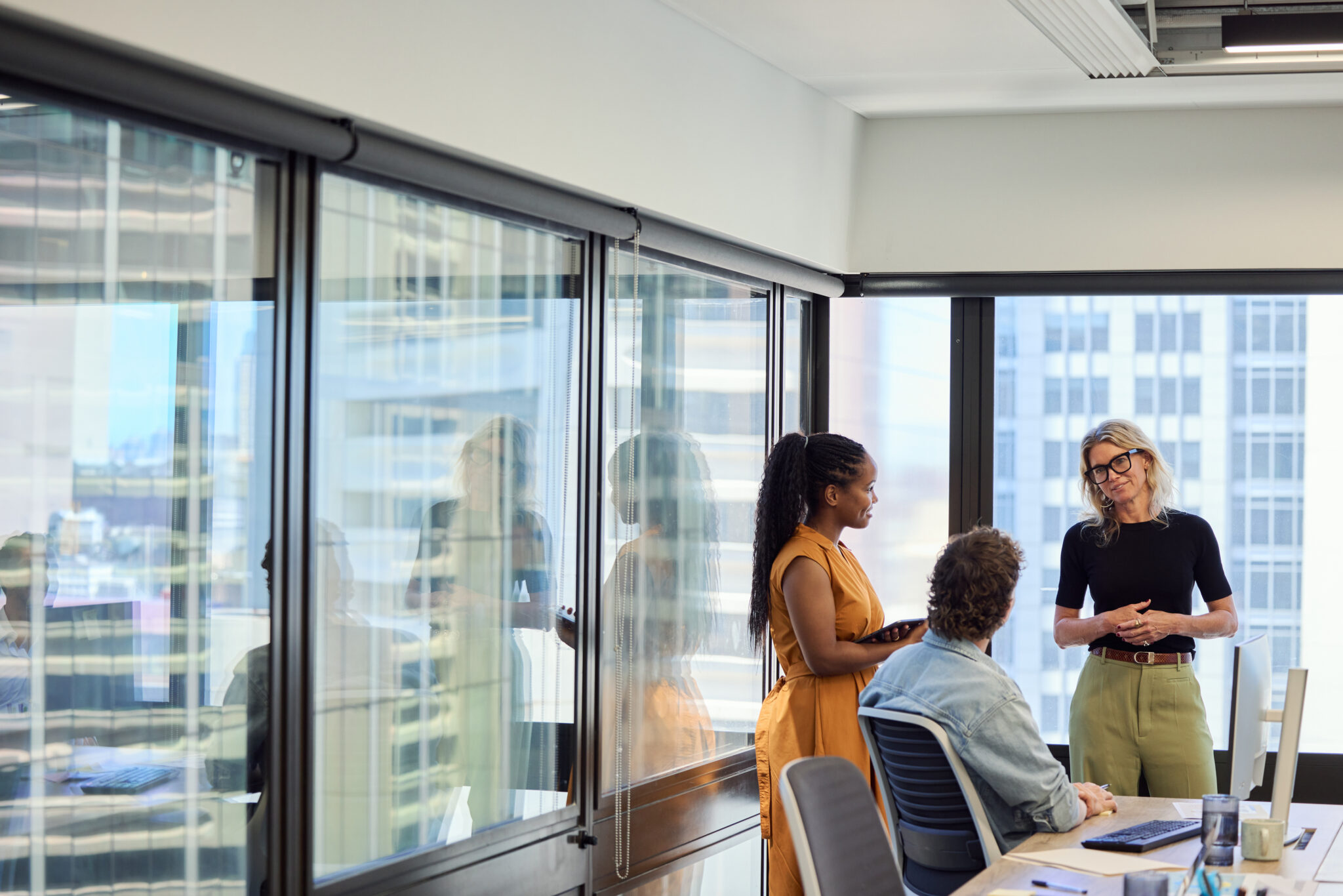 Entrepreneurs are communicating in meeting